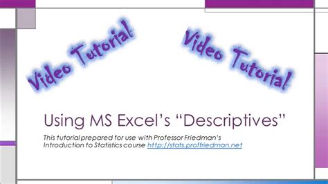 Descriptive statistics in excel is used to view the analysis of your data. Using MS Excel's "Descriptive Statistics" Tool - YouTube