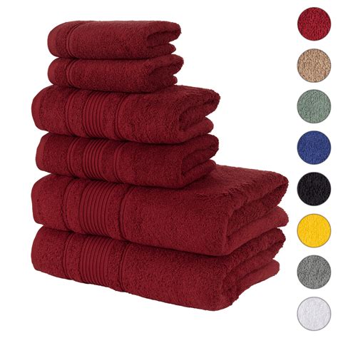 Qute Home Spa And Hotel Towels Luxury 6 Piece Solid Print Cotton Bath