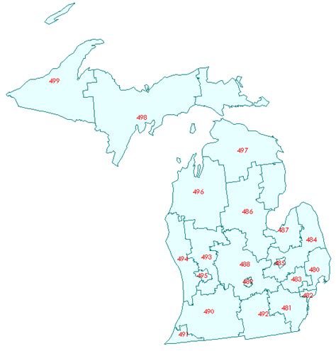 Michigan Zip Code Map Blank Map