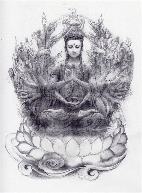 Thousand hand guan yin was a dance created by chinese choreographer zhang jigang. Thousand Hand Guan Yin Sketch | Buddhist art, Buddha art ...