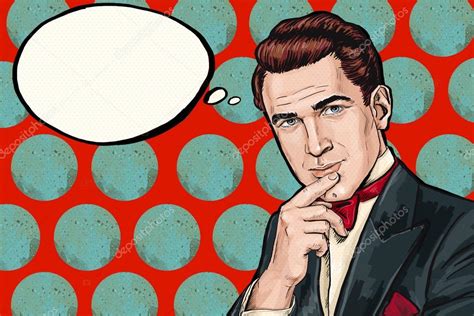Jetzt online bei thalia bestellen! Vintage thinking Pop Art Man with thought bubble.Party ...