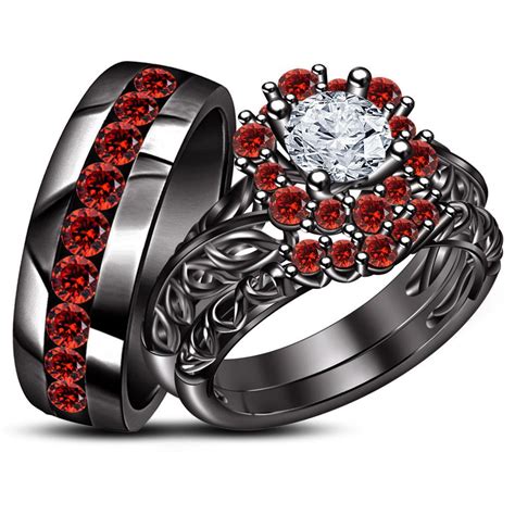 Black And Red Engagement Rings Aurora Gold Rings