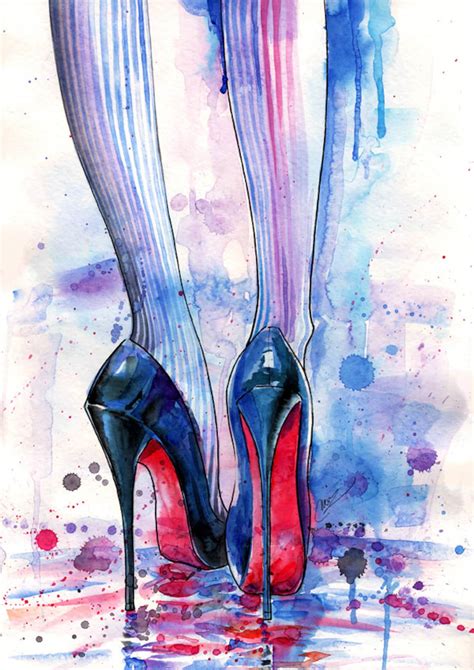 High Heels In The Rain Archival Art Print Watercolor Fashion Etsy Canada