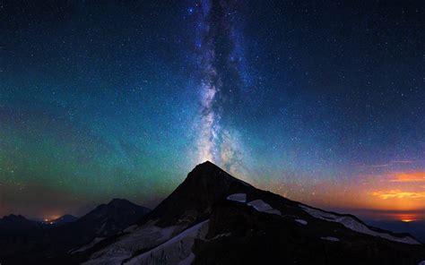 Na Mountain Aurora Sky Night Star Nature Milky Way Wallpaper