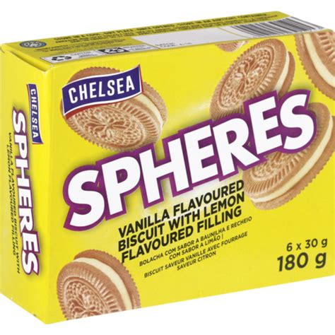 Chelsea Spheres Vanilla Biscuits With Lemon Filling 180g Biscuits