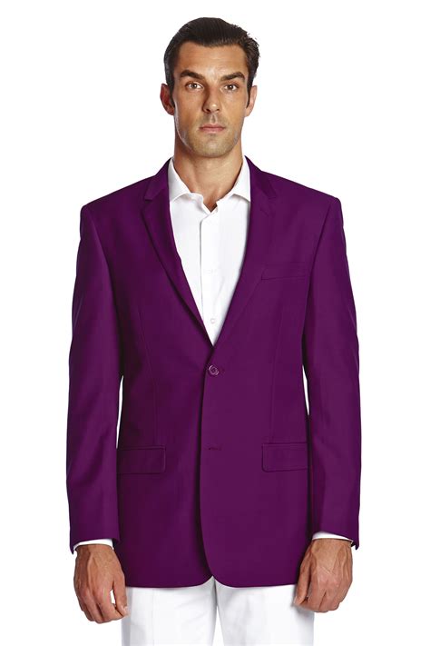 Concitor Mens Suit Jacket Separate Blazer Coat Eggplant Purple Two