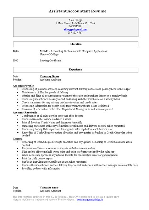 Assistant Accountant Resume Sample Accountant Resume Example Cv