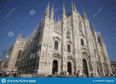 The Piazza Del Duomo Milano Famous White Architectural Cathedral
