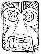 Tiki Coloring Face Faces Totem Sheet Mask Template Pages Luau Pole Printable Sheets Teacherspayteachers Bin Book Party Visit Poles Crafts sketch template