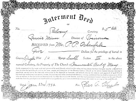Cemetery Deed Template