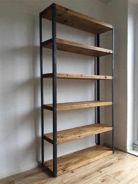 Industrial Style Rustic Shelving Bookcase Display Made To Etsy Wood