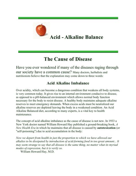 Acid Alkaline Balance The Cause Of Disease