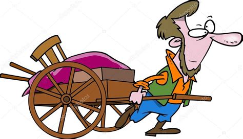 Cartoon Amish Man Pulling Cart — Stock Vector © Ronleishman 13941906