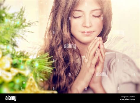 Beautiful Angel Praying Stock Photo Alamy