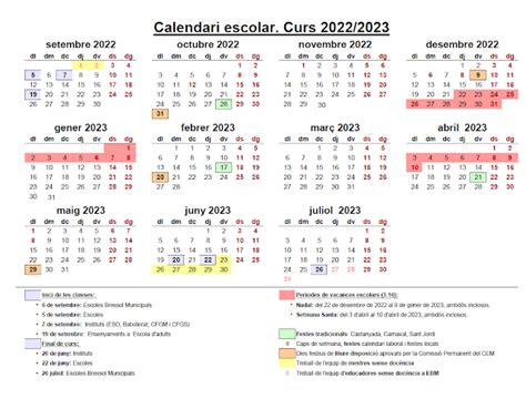 Calendari Ampa I Escola Curs 2022 23