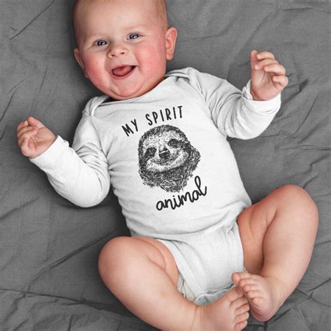 Sloth Baby Bodysuit My Spirit Animal Is A Sloth Baby Boy Baby Etsy