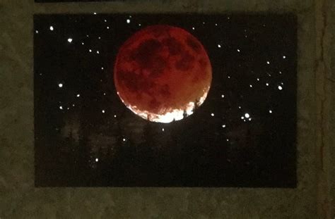 Lunar Eclipse Art Print Blood Moon Over Dark Forest Glow In Etsy
