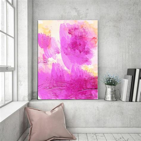 Hot Pink Abstract Wall Art Print Fuchsia Bright Pink Printable Etsy