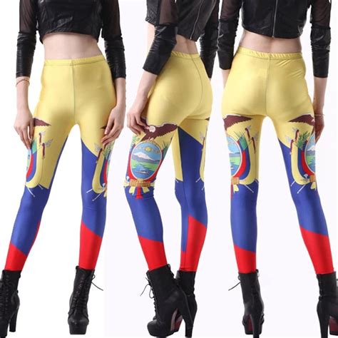 New Spring Sexy Pencil Pants 2015 Women Digital Ecuador Flag Patterned Printed Legging Ankle
