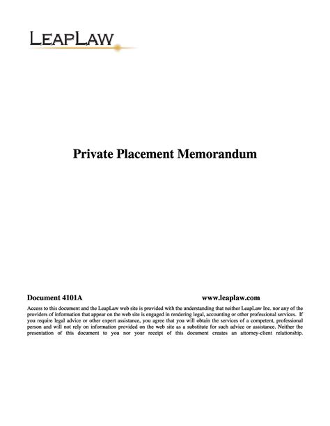 40 Private Placement Memorandum Templates Word Pdf
