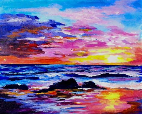 Acrylic Painting Tutorial Real Time How To Paint A Sunset Step By