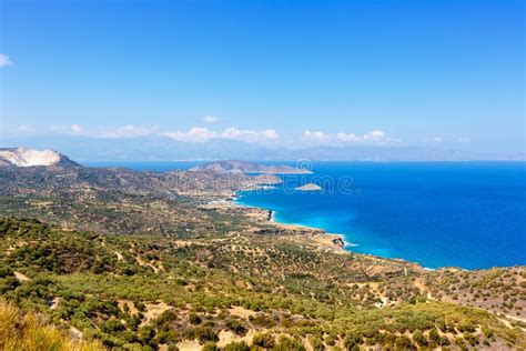 Crete Island Greece Landscape Mediterranean Sea Travel Overview Stock