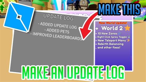 How To Make An Update Log In Roblox Studio Youtube