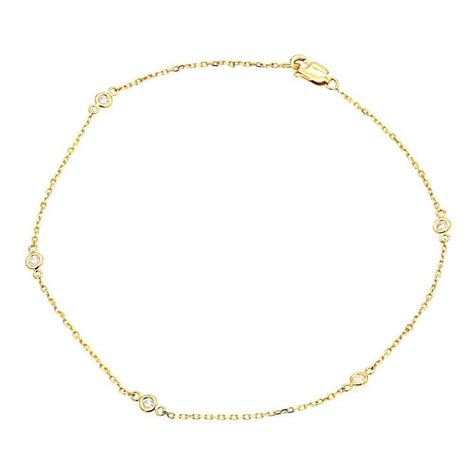 Diamond By The Yard Solid 14k Gold Ankle Bracelet With