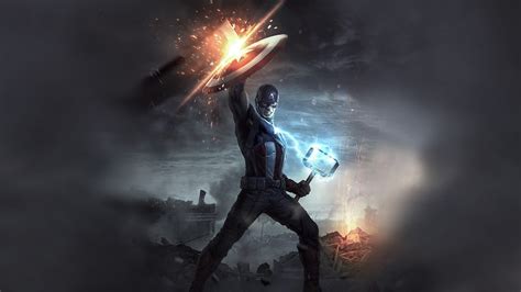 Hd wallpapers and background images. 5120x2880 4K Captain America Mjolnir and Shield 5K ...