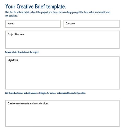 Free Creative Brief Templates And Examples Writing Guidelines