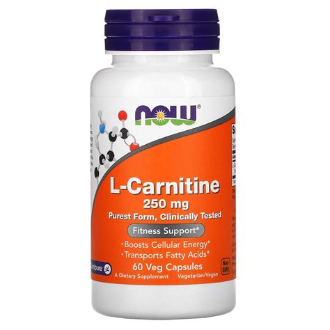Now Foods L Carnitine 250 Mg 60 Veg Capsules Iherb