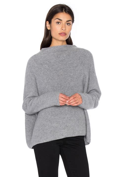 Vince Funnel Neck Sweater In Medium Grey Revolve