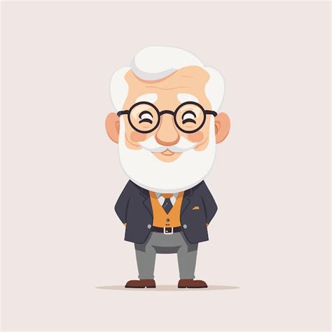 Premium Vector Cute Grandfather Old Man Elder Cartoon Illustration