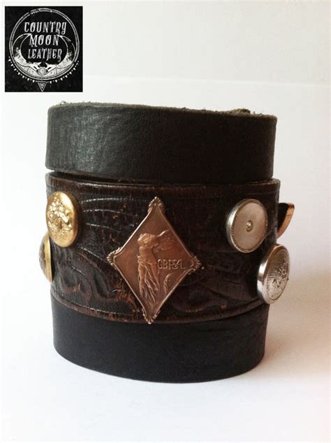 Mens Leather Cuff Brown And Black By Countrymoonleather On Etsy