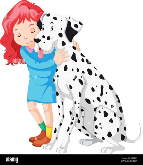 Little Girl Hugging Dog Illustration Stock Vector Image And Art Alamy