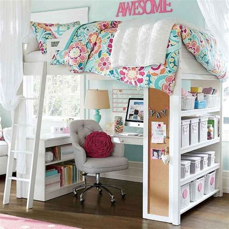 Cute Loft Beds College Dorm Room Design Ideas For Girl Loft Bed Bedroom Diy Small