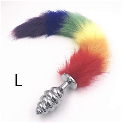 buy 3 size big anal plug fox tail stainless steel butt plug cosplay anal sex