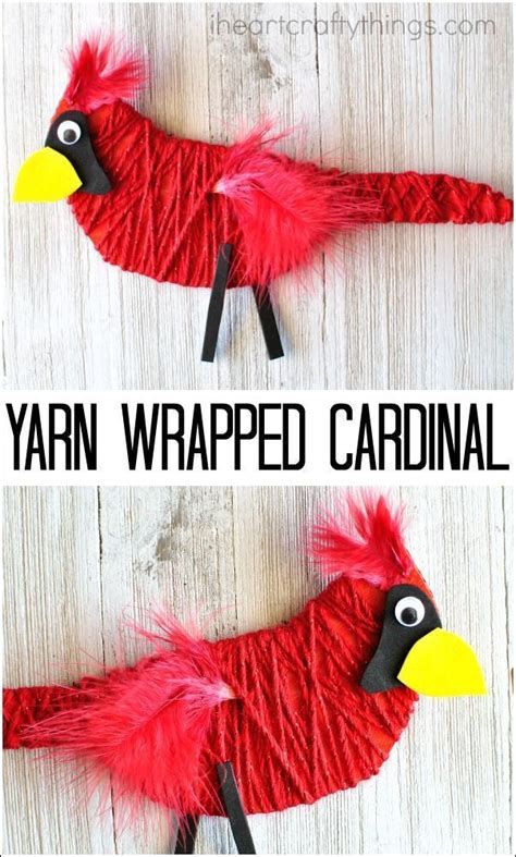 Yarn Wrapped Cardinal Craft Bird Crafts Preschool Bird Crafts