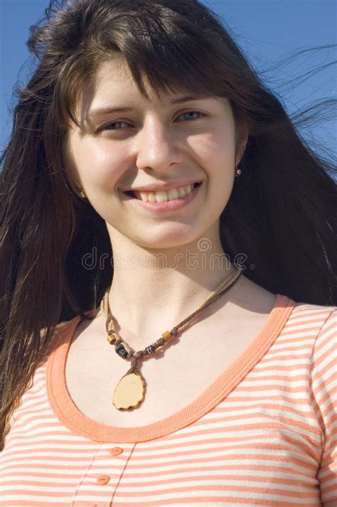 Dark Haired Girl Smiles Stock Image Image Of Portrait 14755921