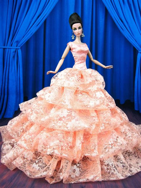 Princess Evening Peach Dress Outfit Gown For Silkstone Barbie Fashion ...