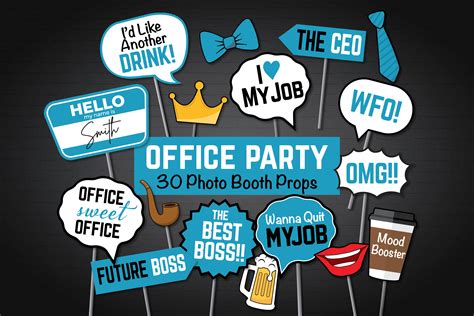 30 office party photo booth props funny adult work svg bundle props instant download etsy