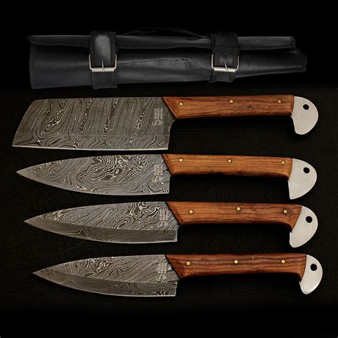Damascus Kitchen Cutlery Set Set Of 4 Black Forge Knives Touch