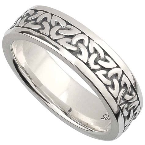 Irish Wedding Band Sterling Silver Ladies Celtic Trinity Knot Ring At