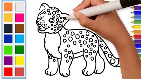 How To Draw A Leopard Snow Leopard Drawing For Kids Learn Colors