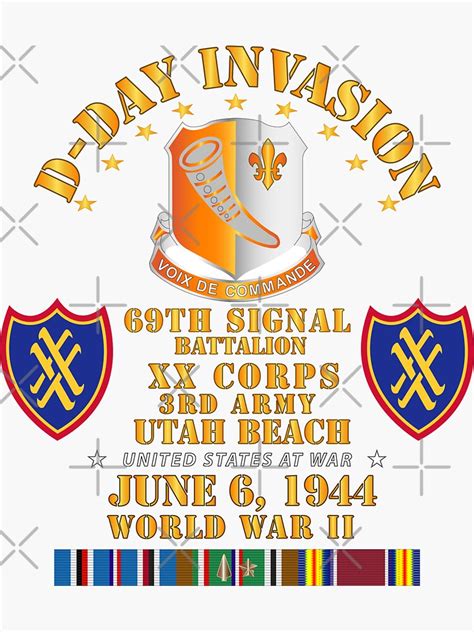 Army 69th Signal Bn Xx Corps 3rd Army D Day W Svc Sticker For