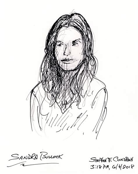 Sandra Bullock Pen And Ink Drawing By Artist Stephen F Condren