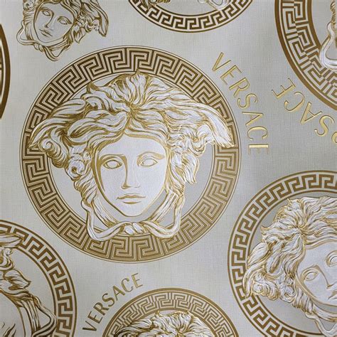 Versace Off White Gold Brass Medusa Wallpaper In Chanel Wall Art Wallpaper Gold
