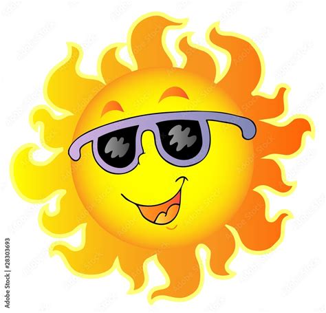 Happy Sun With Sunglasses Stock Vector Adobe Stock
