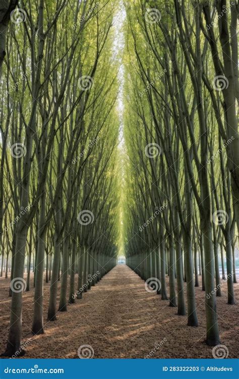 Rows Of Trees In A Symmetrical Tree Plantation Stock Image Image Of