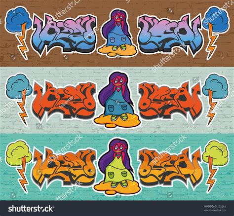 Graffiti With Frightened Girl On Brick Wall Stock Vector